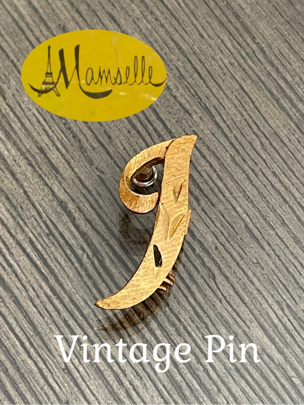 Vintage Mamselle Monogram Letter “J” Initial Brooch